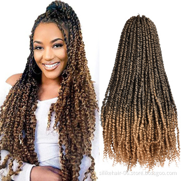 24Inch Long Ombre Black Brown Women Pre-Twisted Spring Bomb Braids Bulk Passion Twist Crochet Braiding Synthetic Hair Extensions